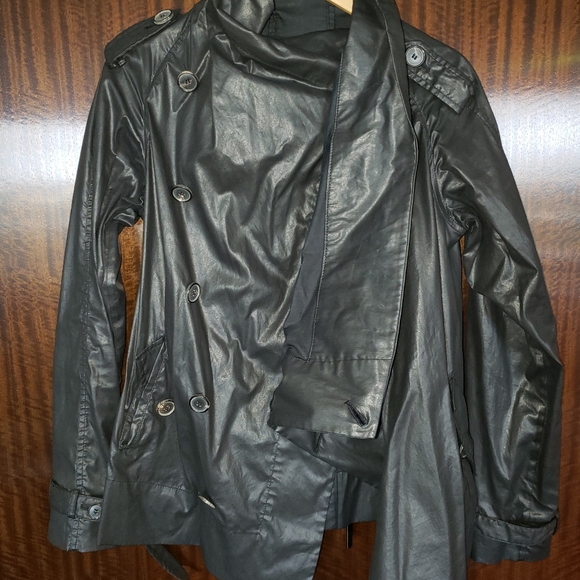 All Saints black jacket oilcloth / leather look - Picture 4 of 11
